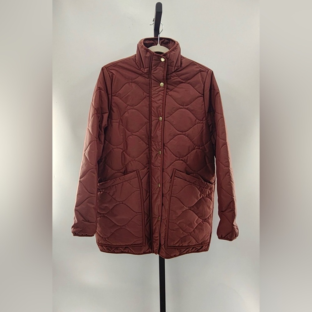 NWT Quince Women Featherless Quilted Long Puffer Jacket Redwood Brown M - Picture 2 of 11